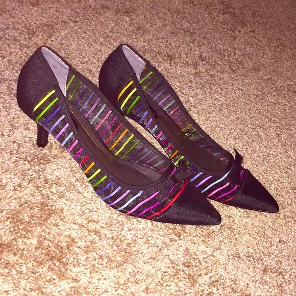 J. Renee rainbow Buffey Kitten Heel Mesh Pumps - Picture 1 of 4